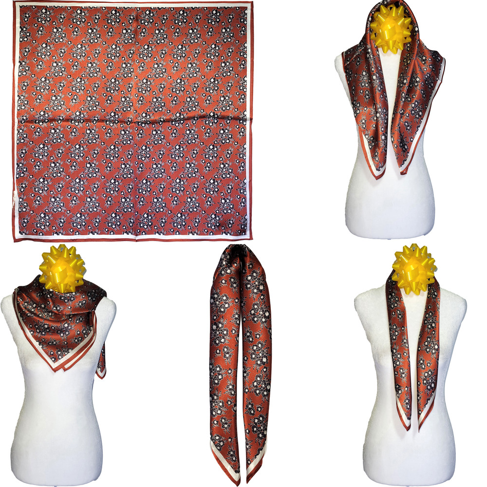 NWT Genuine 100% Mulberry Silk Satin Scarf 25"x25" Medium Square Shawl 57321
